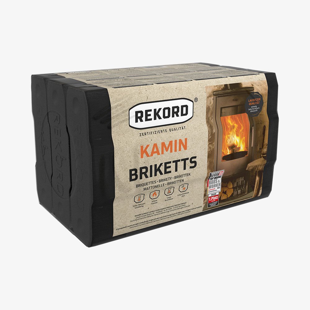 REKORD 10 kg Braunkohlebriketts Folie als PAL (90 x 10 kg) – Bild 2